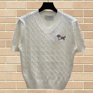 Women's Thom Browne Printed V-Neck Knit Short Sleeve